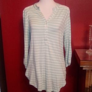NWT Turquoise  White stripped button lace